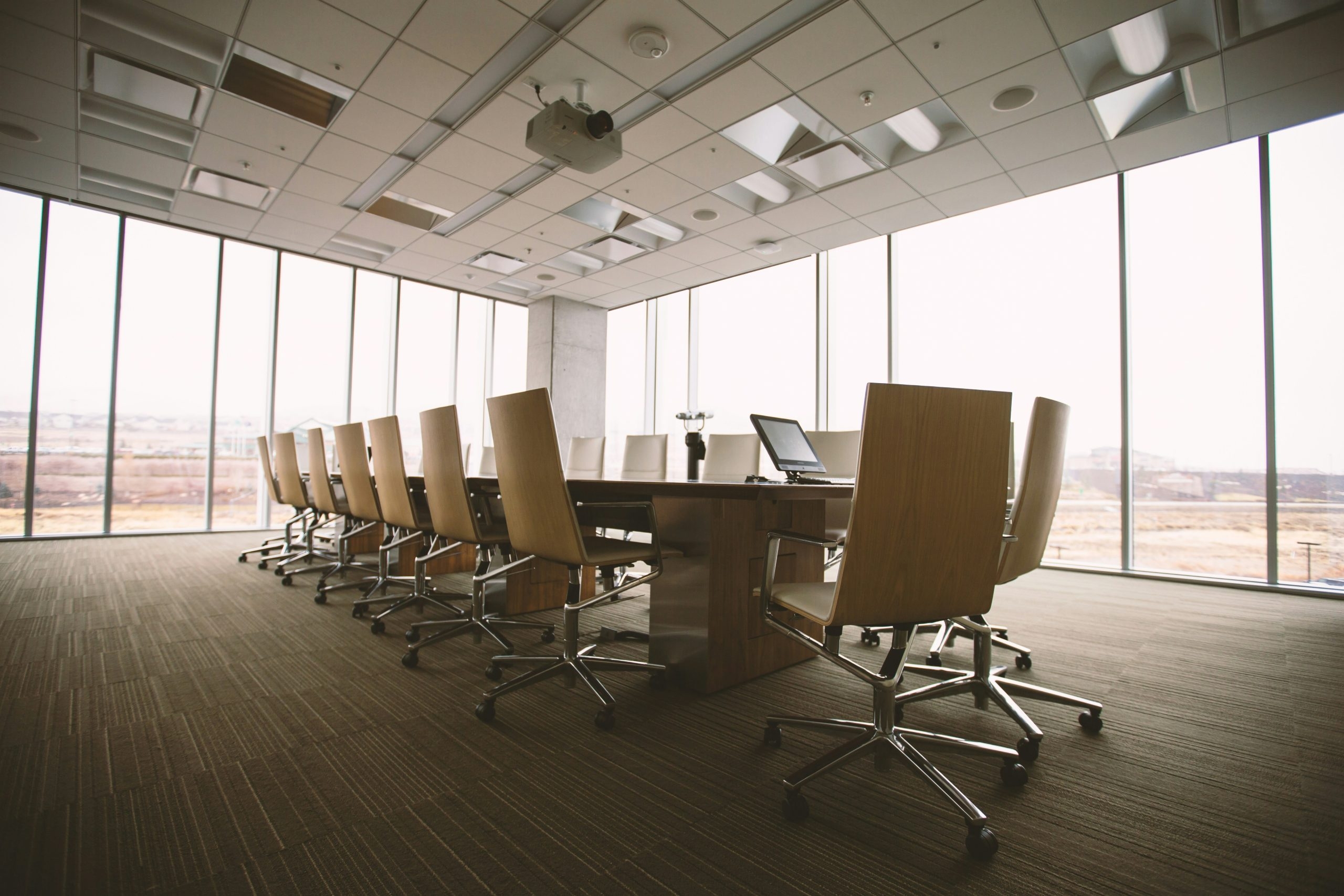 Office suspended ceilings in a meeting room